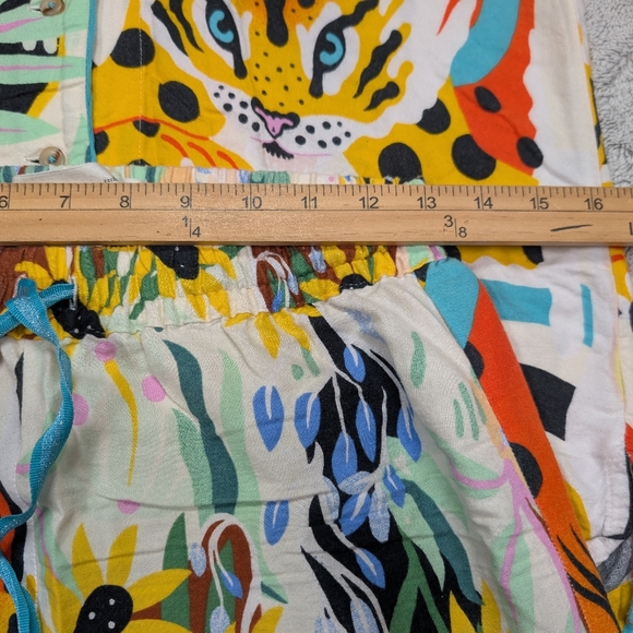 Marcus Navarro Anthropologie Pajamas Womens S Jungle Safari Tropical Sleep Set - Picture 8 of 11